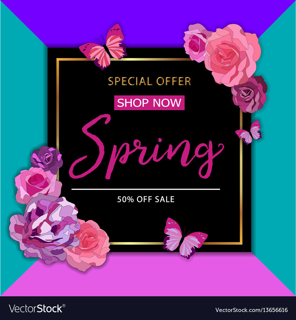 Spring sale background with beautiful colorful Vector Image
