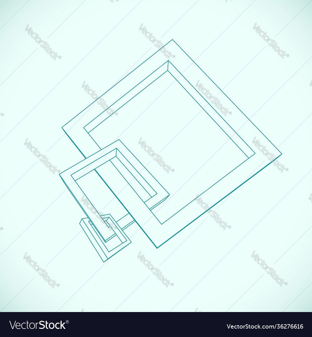 Three rectangular 3d frames blueprint