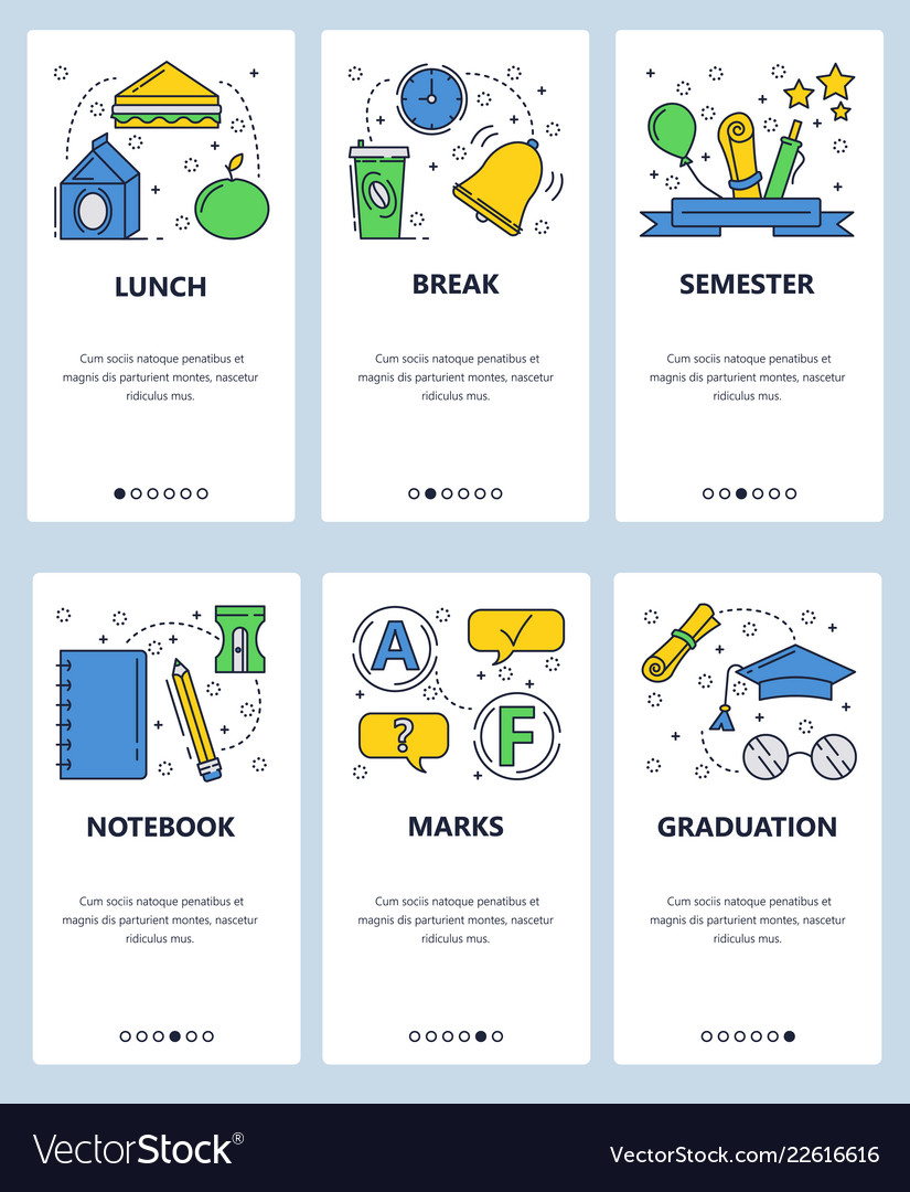 Web site linear art onboarding screens vector image Web site linear art onboarding screens