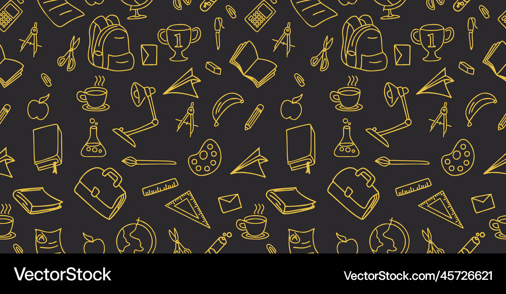 Back to school doodle seamless pattern drawing Vector Image