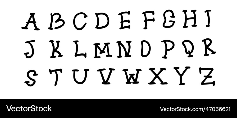 Black english latin abc alphabet font handmade Vector Image