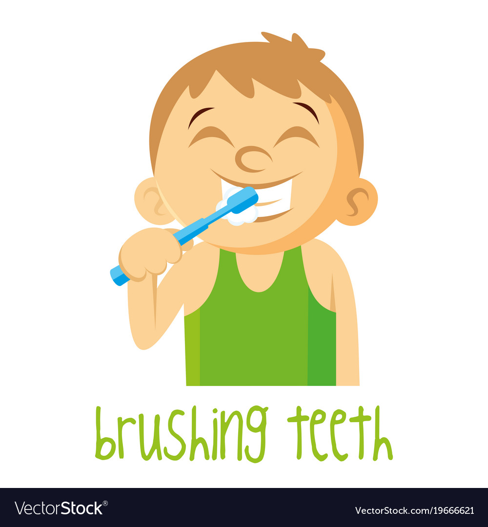 Brushing teeth boy Royalty Free Vector Image - VectorStock