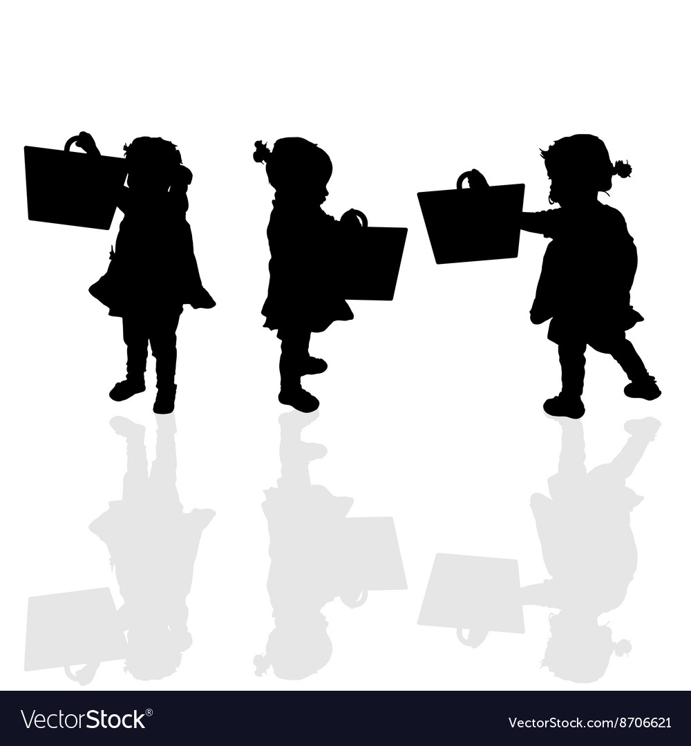 Child with bag silhouette Royalty Free Vector Image