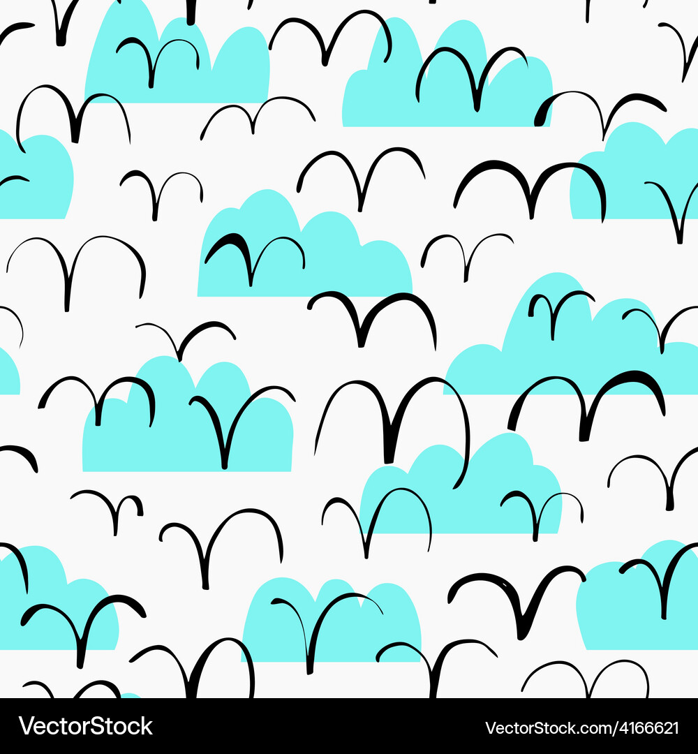 Cute seamless pattern with birds and clouds Vector Image