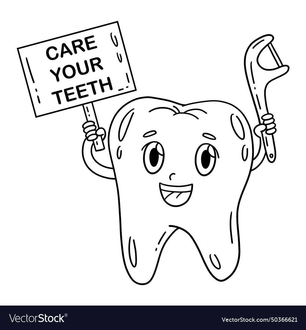 Dental care your teeth isolated coloring page Vector Image