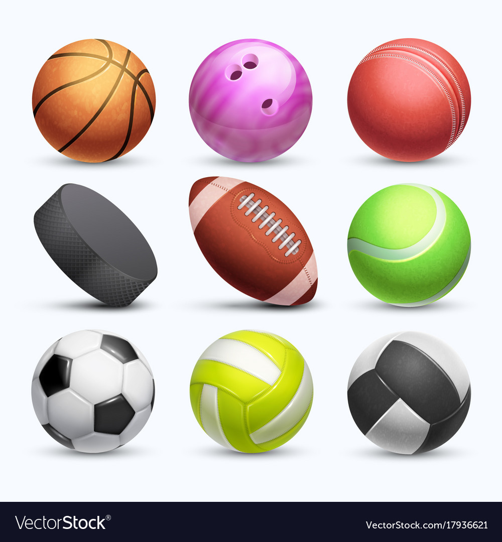 Different 3d sports balls collection Royalty Free Vector