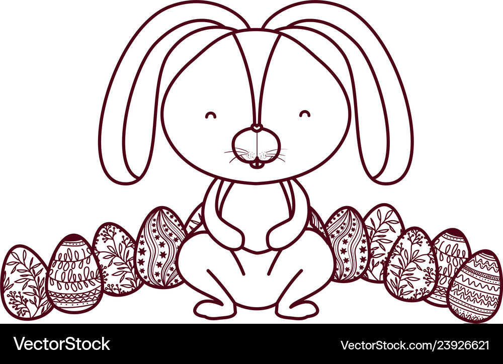 Easter rabbit with egg isolated icon Royalty Free Vector