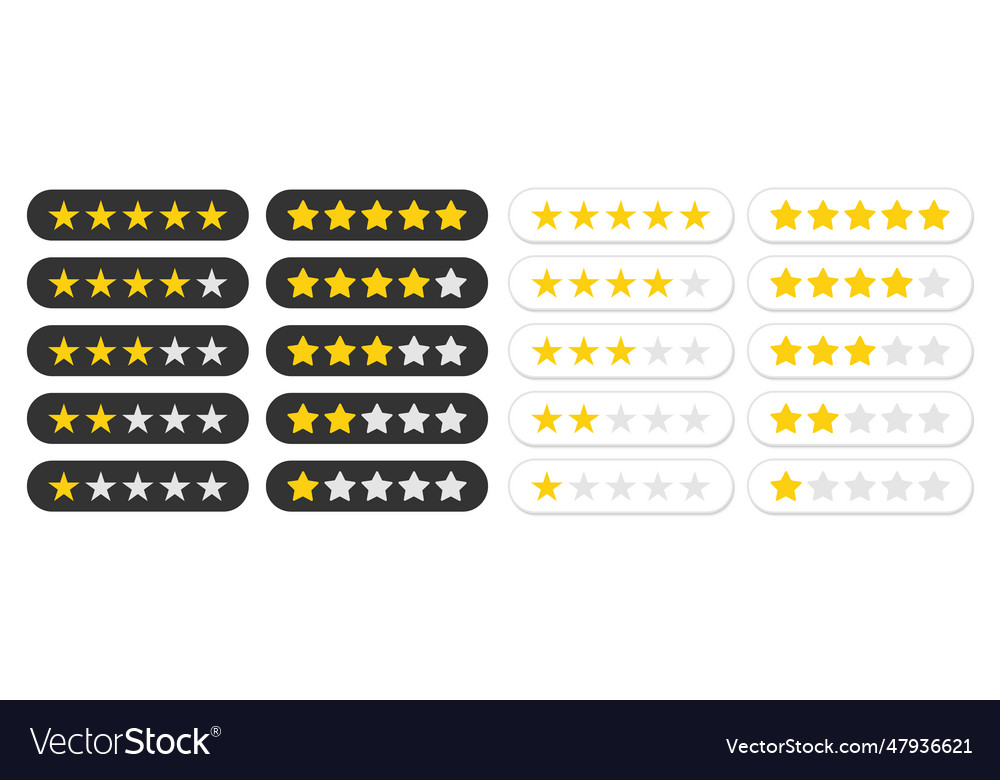 Five stars rating icon rate status level for app Vector Image