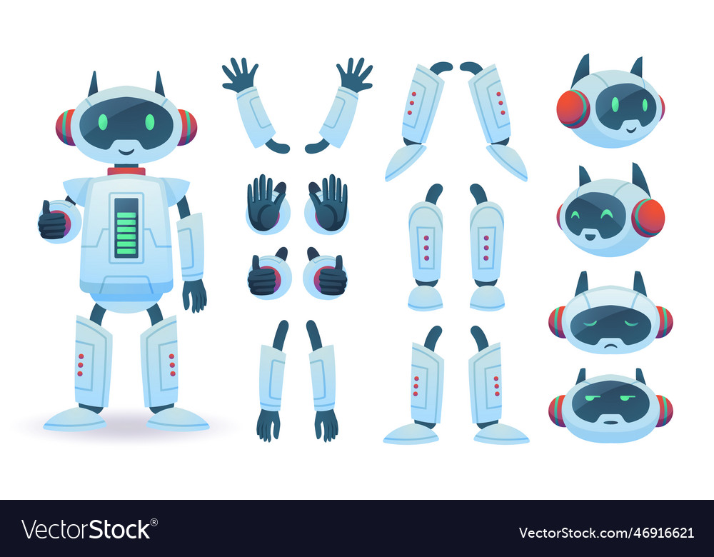 Gradient robot character constructor vector image Gradient robot character constructor