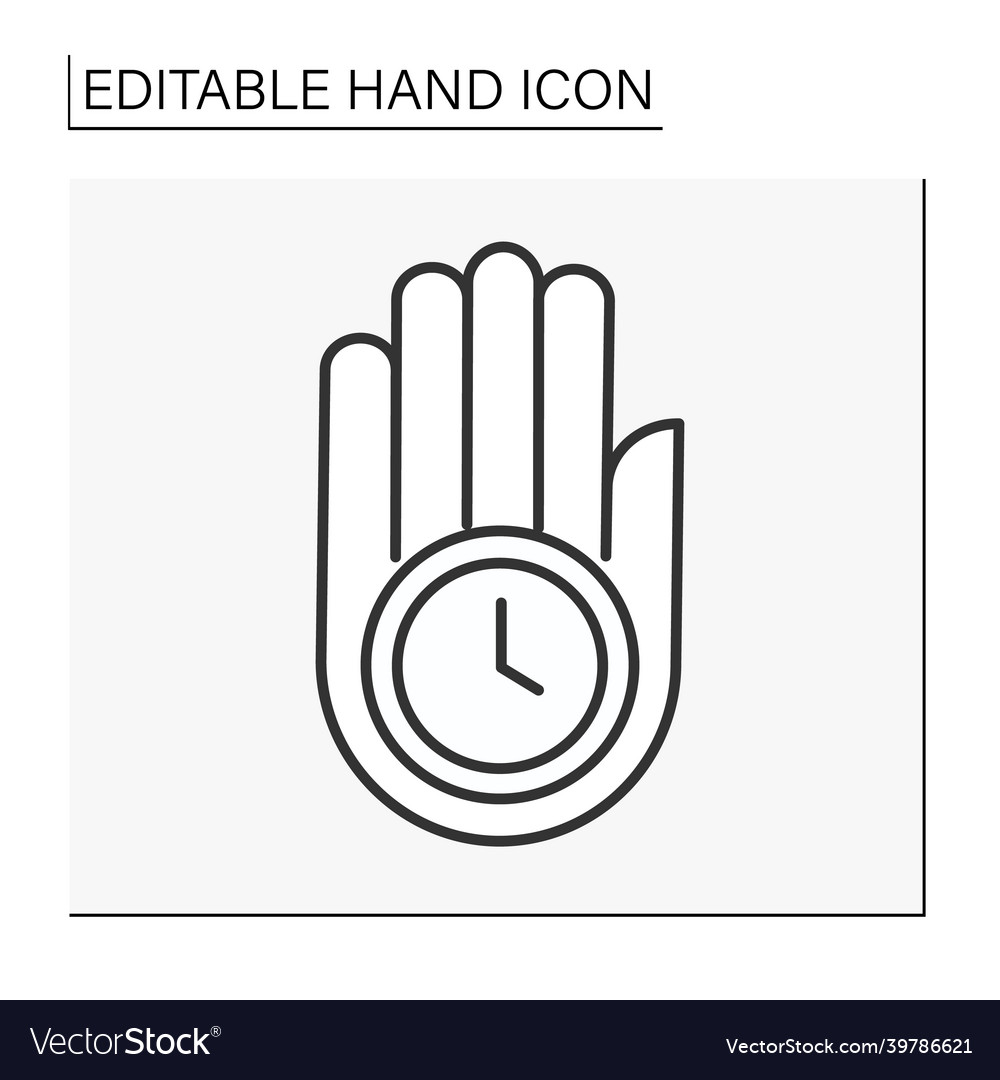 Hand with clock line icon Vector Image Hand with clock line icon