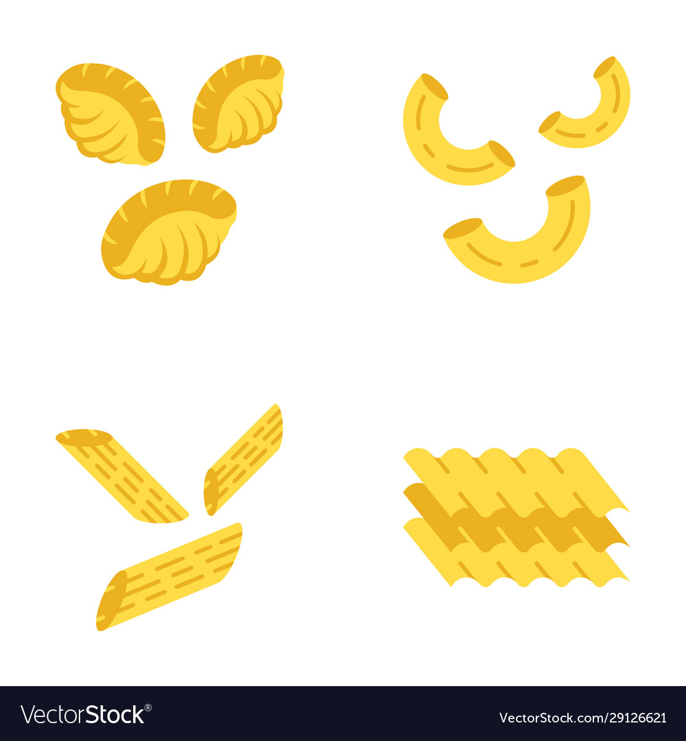 Pasta Nudeln flaches Design lange Schattenfarbe Icons