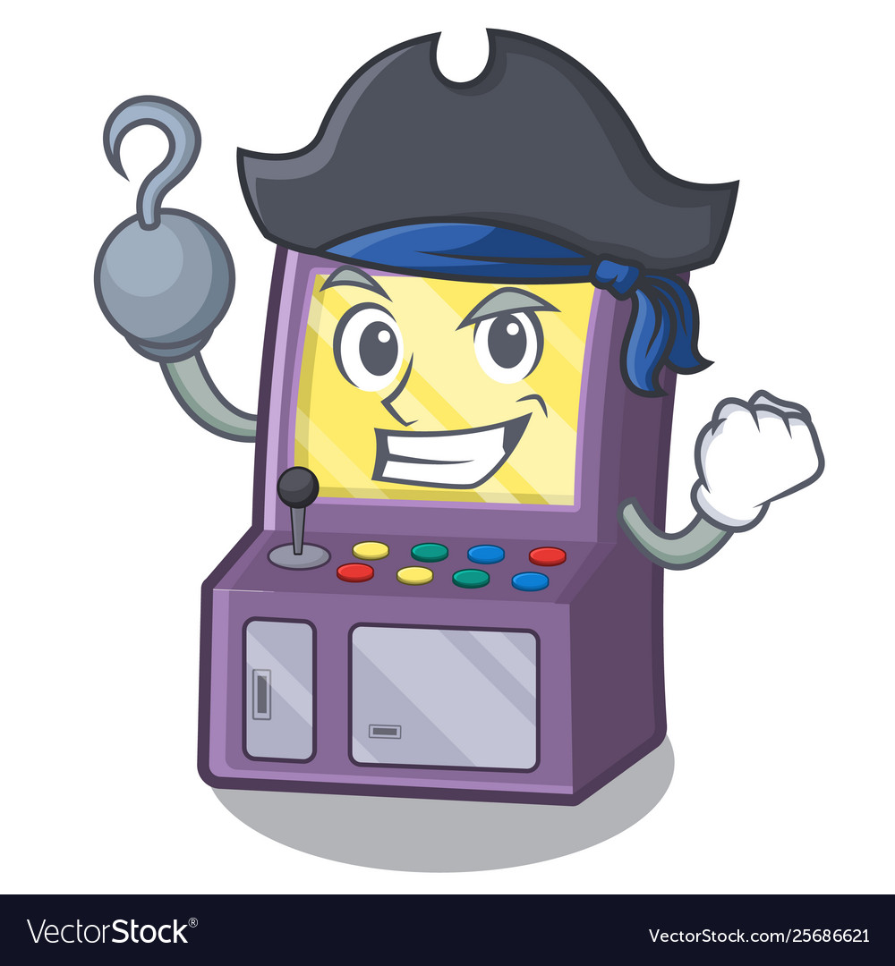 Pirate arcade machine isolated with character