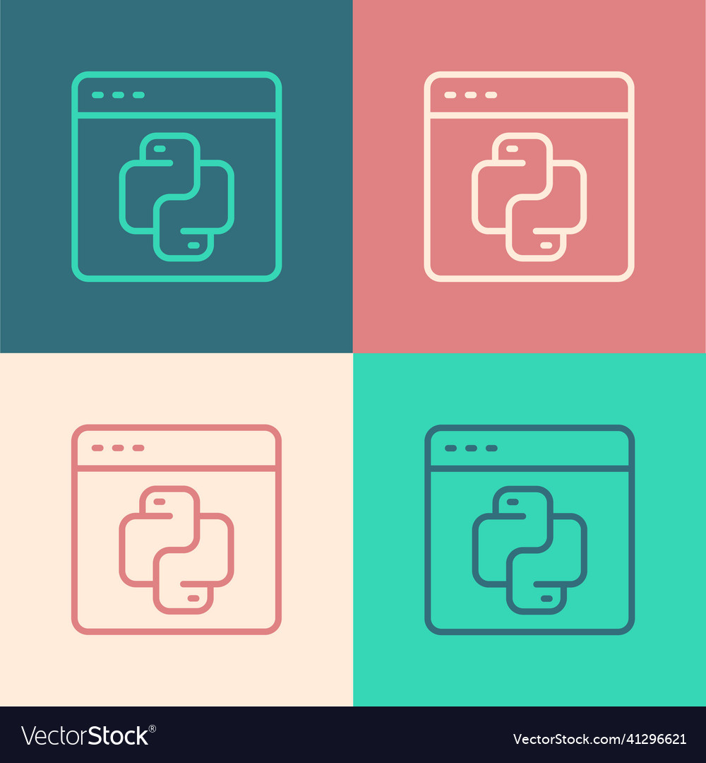 Pop Art line python Programmiersprache Symbol vector image Pop Art line python Programmiersprache Symbol