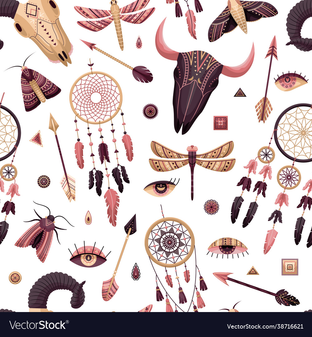 Nahtloses Muster mit boho bohemian Hintergrund vector image Nahtloses Muster mit boho bohemian Hintergrund