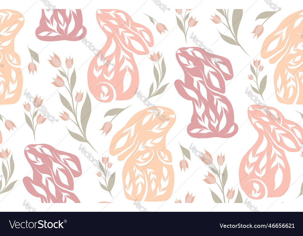 Seamless pattern with decorated rabbits Vector Image Seamless pattern with decorated rabbits