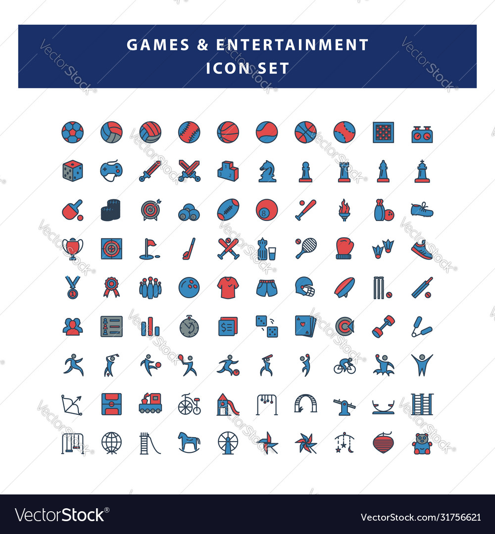 Set game and entertainment icon with filled