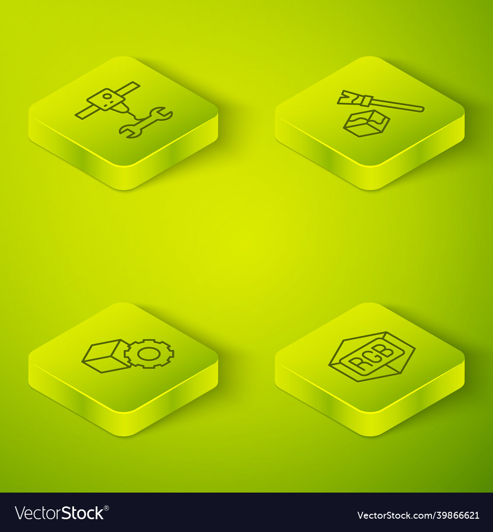 Set isometric line cube rgb and cmyk