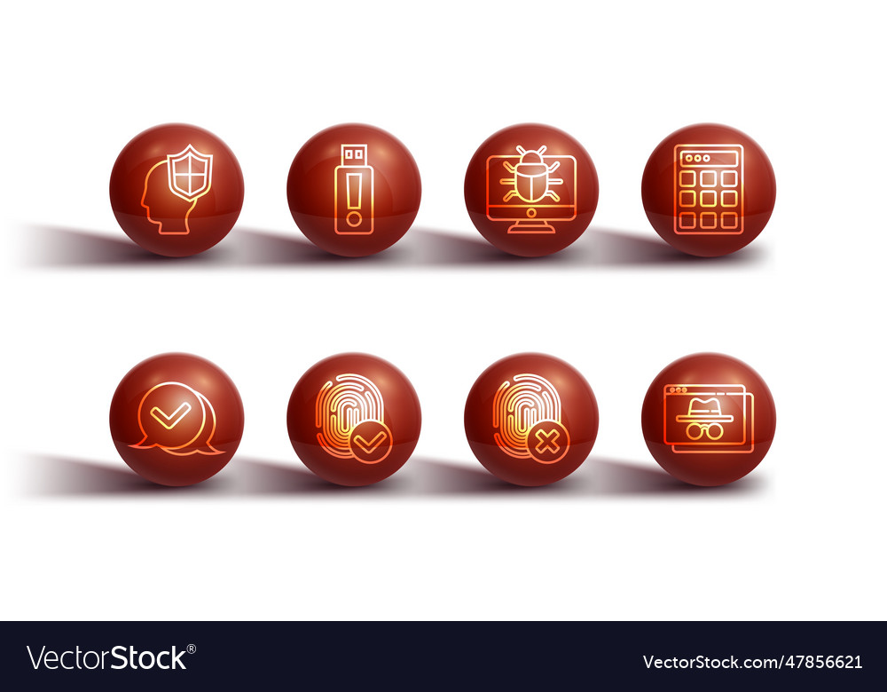 Set line head with shield check mark in speech