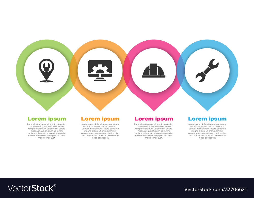 Set location with wrench spanner computer monitor Vector Image Set location with wrench spanner computer monitor