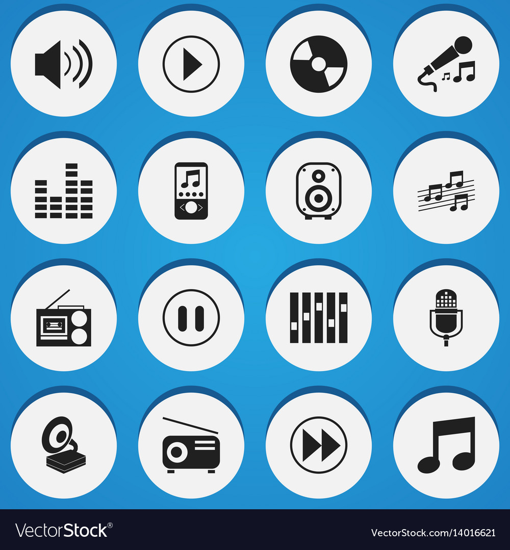 Set of 16 editable multimedia icons includes