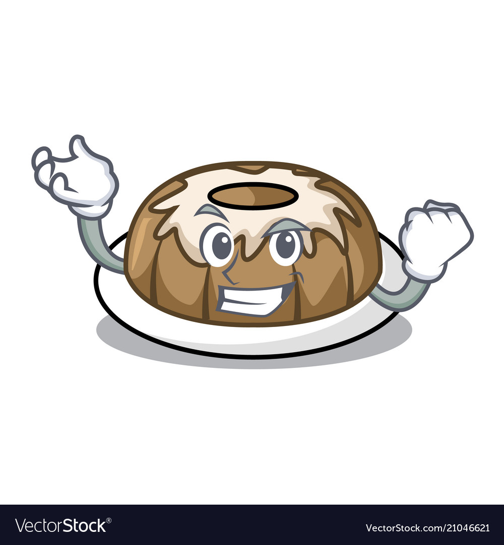 Successful bundt cake character cartoon Royalty Free Vector