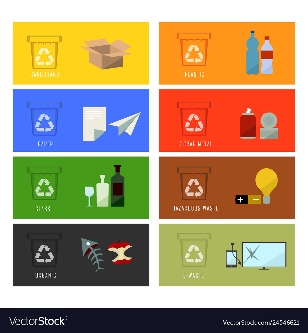 Waste bin set Royalty Free Vector Image - VectorStock