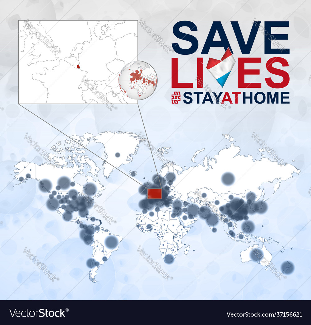 World map with cases coronavirus focus