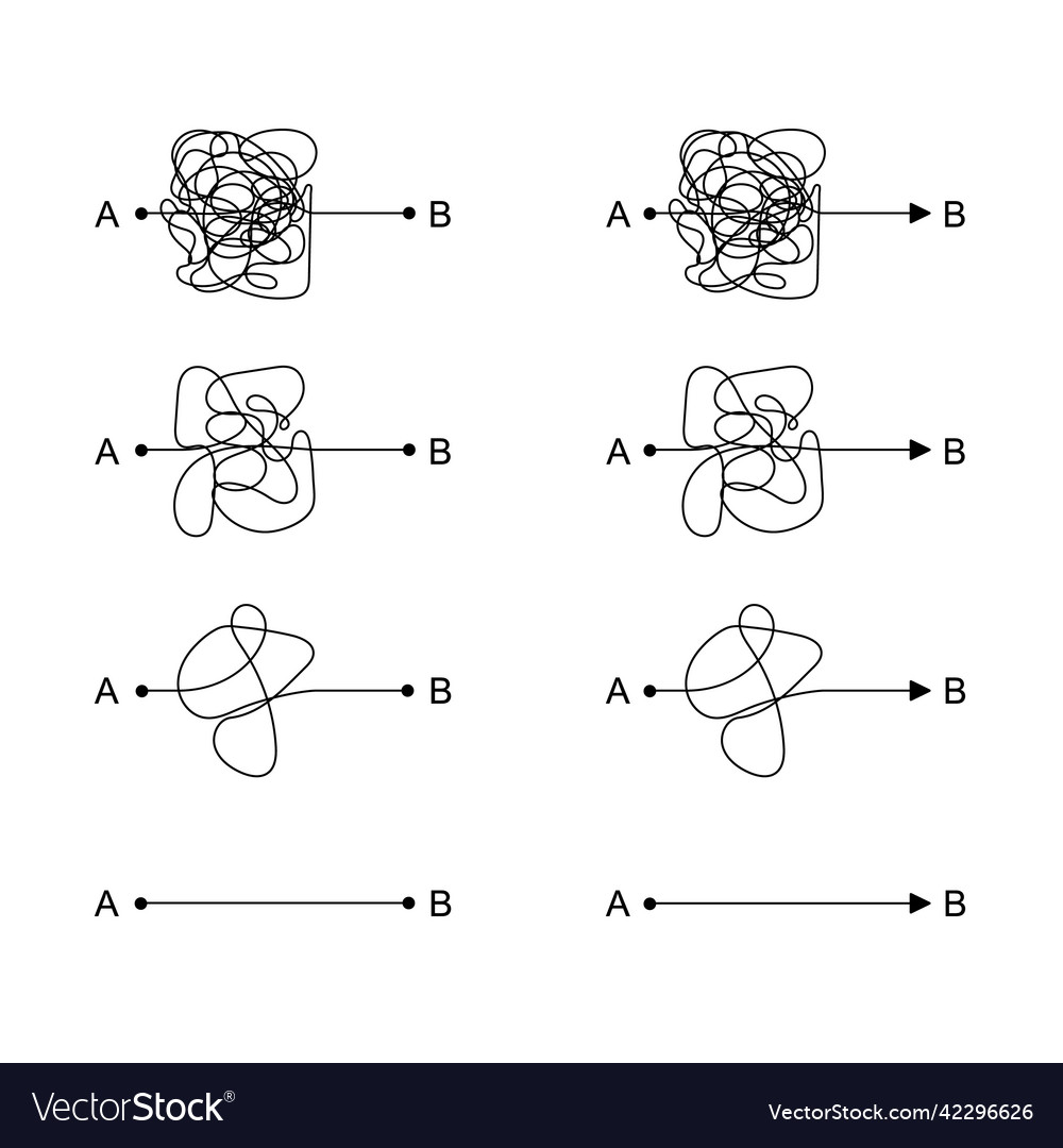 Arrows set simple and difficult ways scale vector image Arrows set simple and difficult ways scale