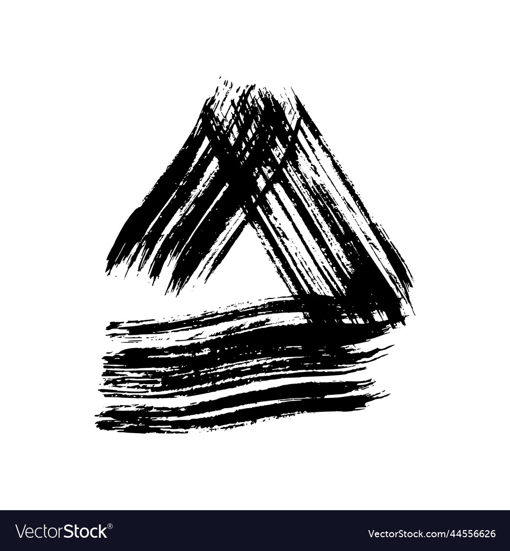 Black grunge brush strokes in triangle form Vector Image