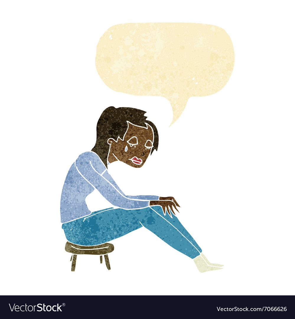 Cartoon crying woman with speech bubble