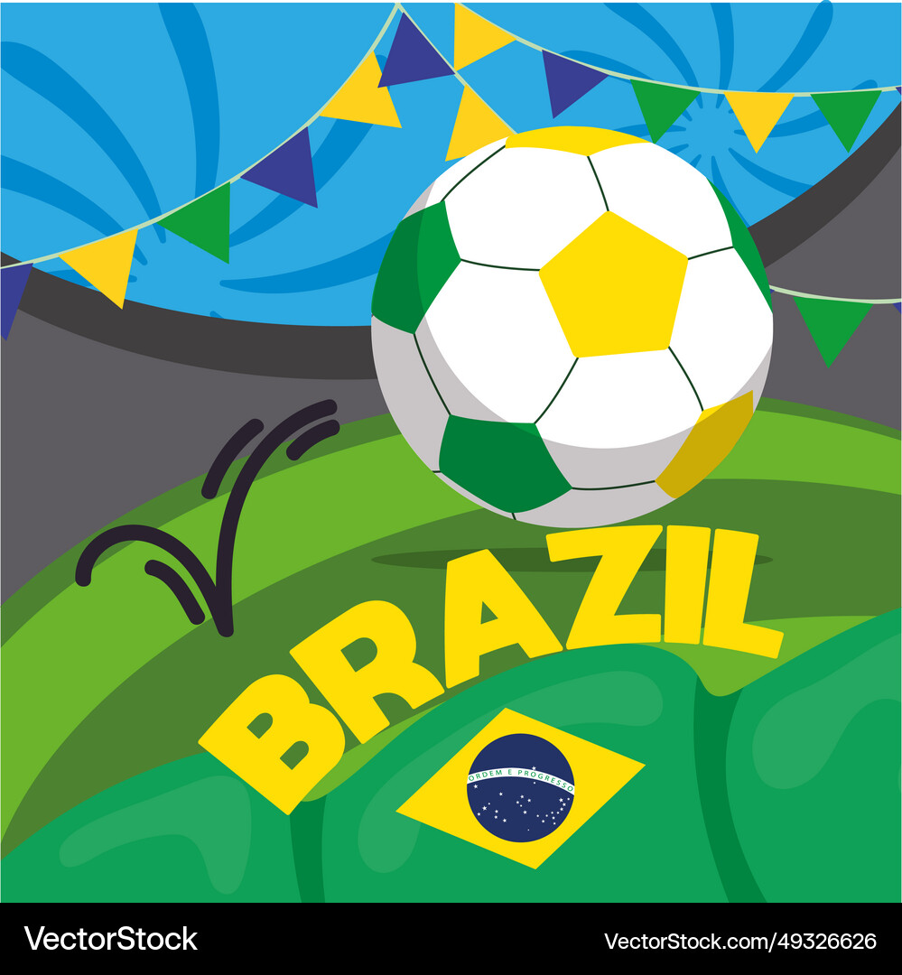 Colored brazil and soccer background Royalty Free Vector