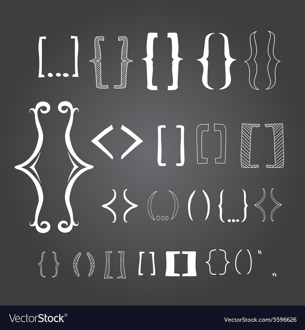 Different hand drawn brackets bracket icons set Vector Image