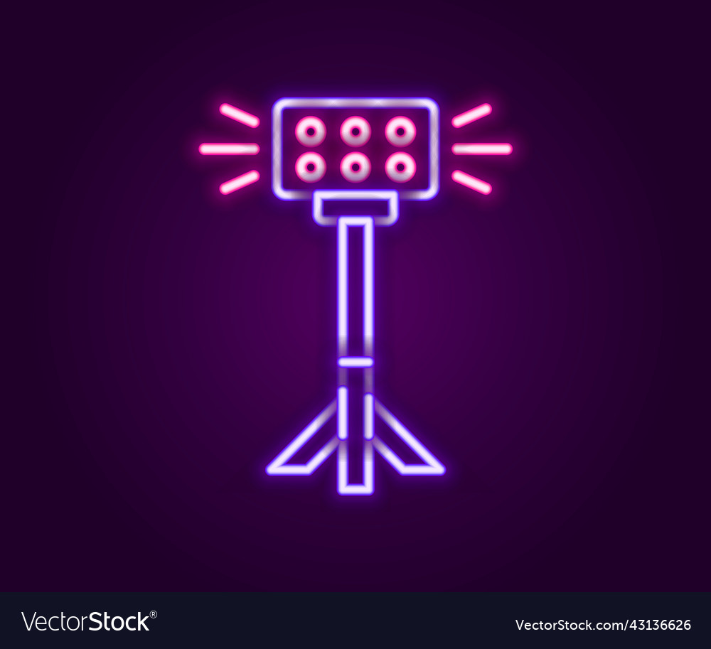 Glowing neon line studio light bulb in softbox