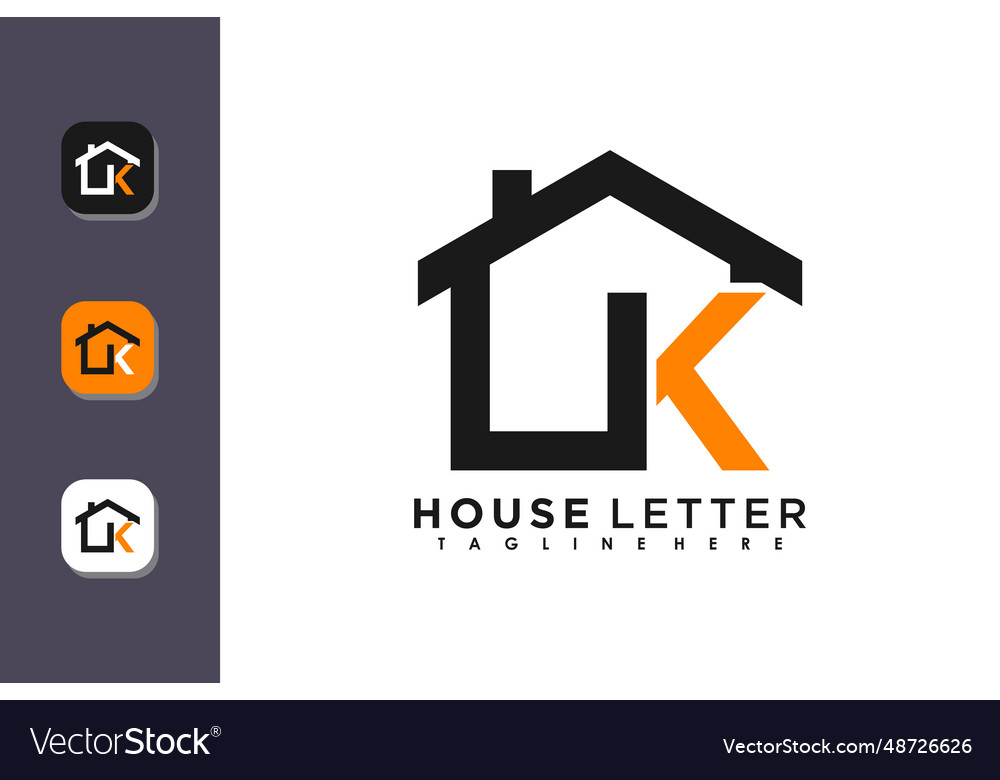 House logo design with letter k concept