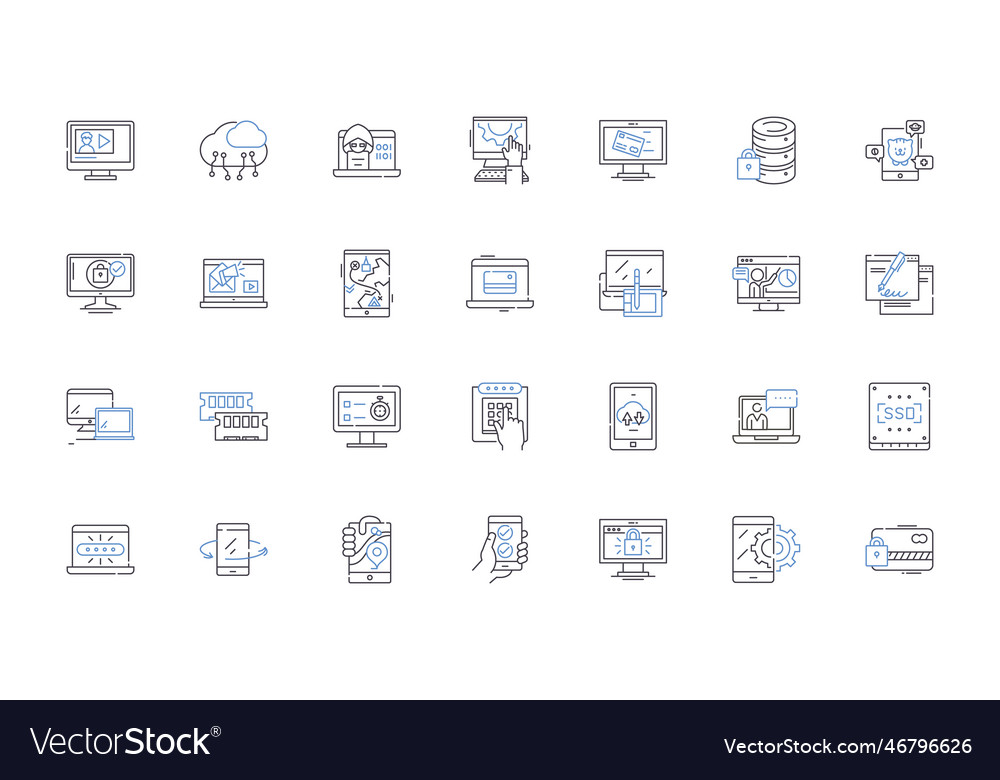 Identity verification line icons collection vector image Identity verification line icons collection