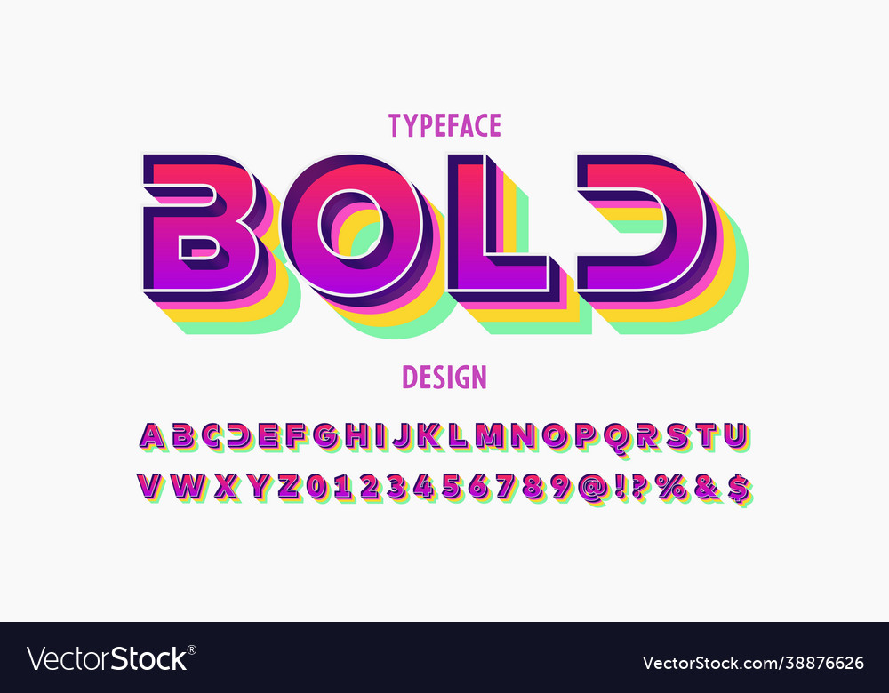 Modern 3d alphabet font typeface red style vector image Modern 3d alphabet font typeface red style