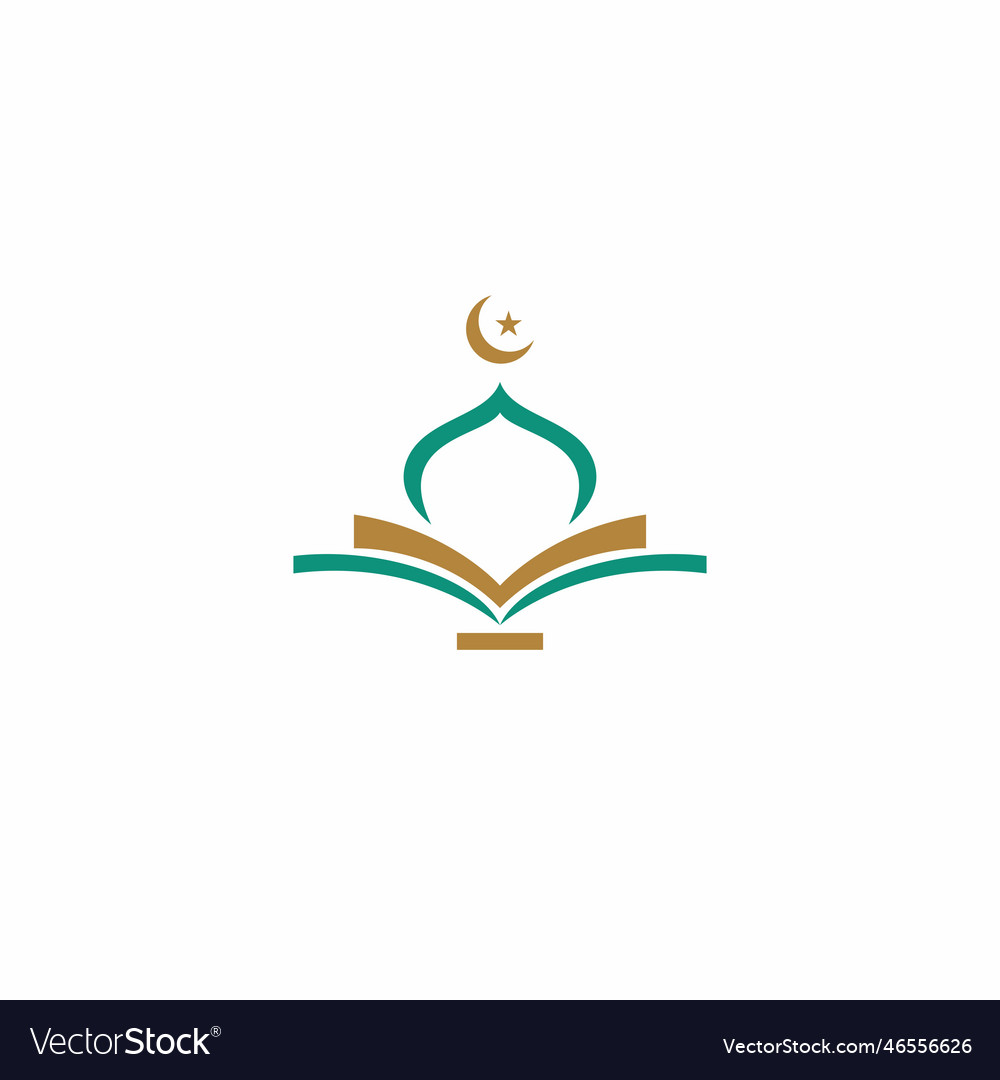 Modern islamic mosque and quran logo in isolated Vector Image