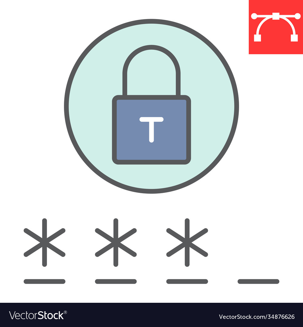 Password color line icon security and lock