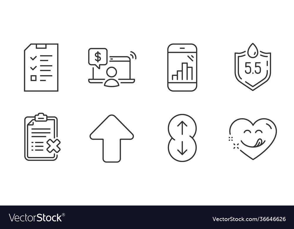 Scroll down reject checklist and graph phone vector image Scroll down reject checklist and graph phone