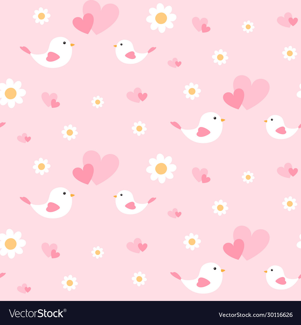 Seamless pattern with cute bird