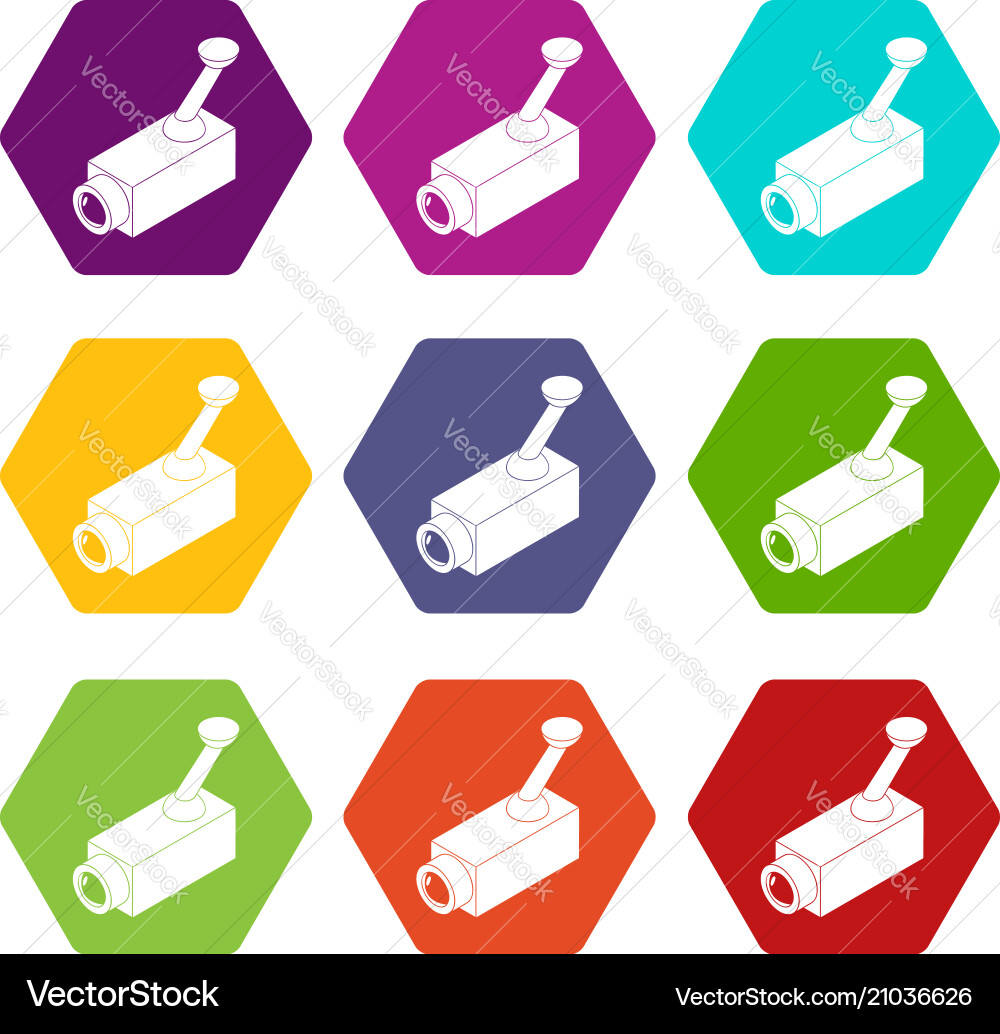 Security camera icons set 9 Royalty Free Vector Image