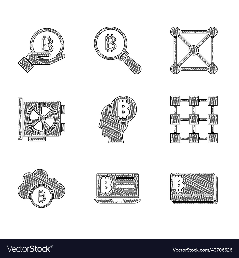 Set bitcoin think mining from laptop Vector Image Set bitcoin think mining from laptop