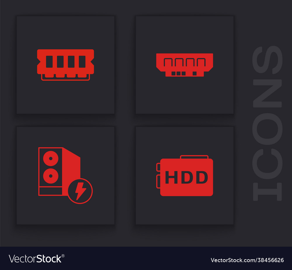 Set hard disk drive hdd ram random access memory vector image Set hard disk drive hdd ram random access memory