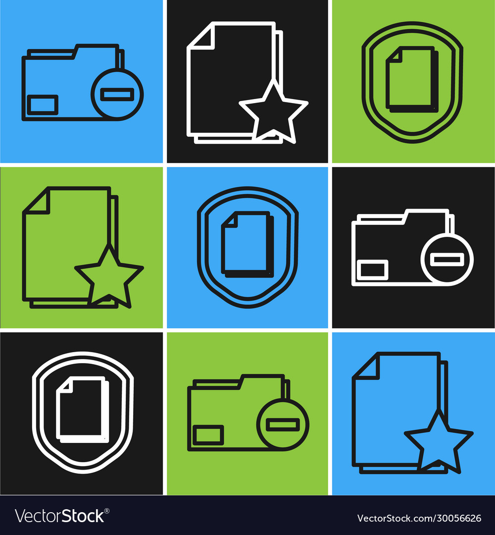 Set line document folder with minus vector image Set line document folder with minus