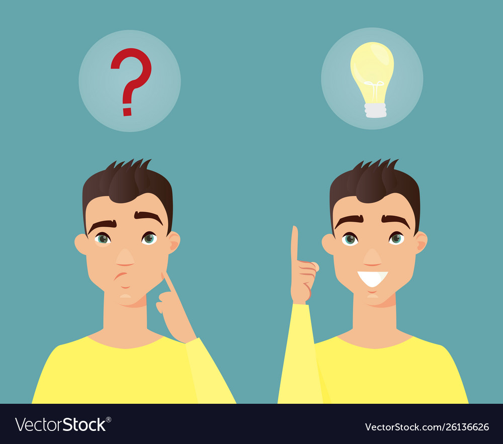 Thoughtful man smart young Royalty Free Vector Image