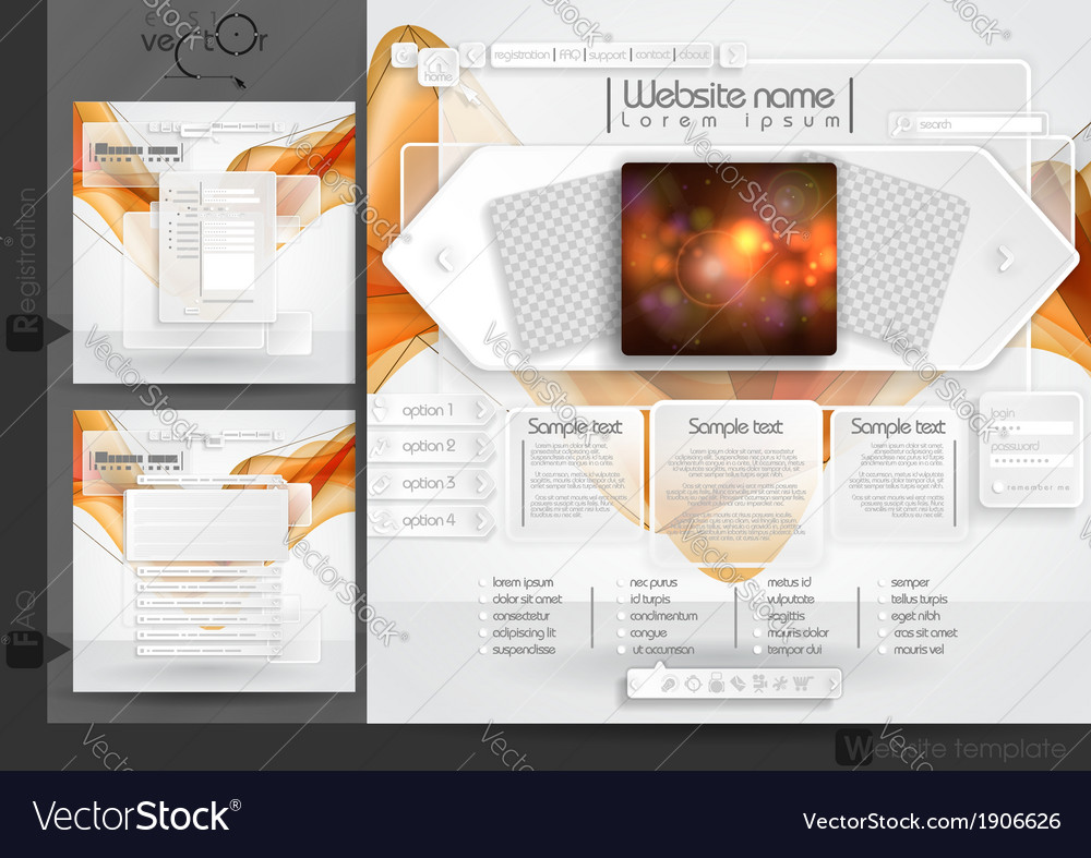 Website design template menu elements