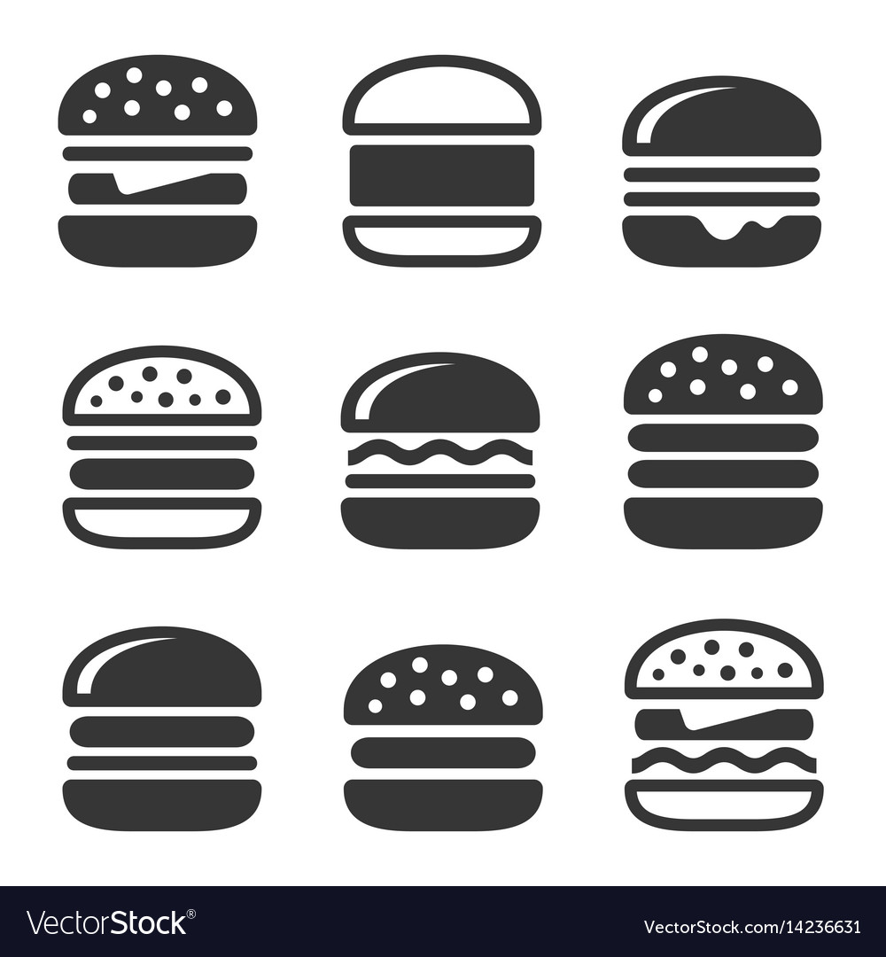 Burger icons set Royalty Free Vector Image - VectorStock