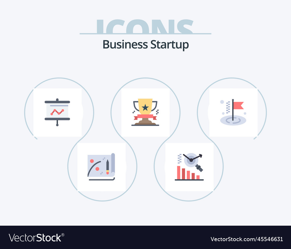 Business startup flat icon pack 5 design