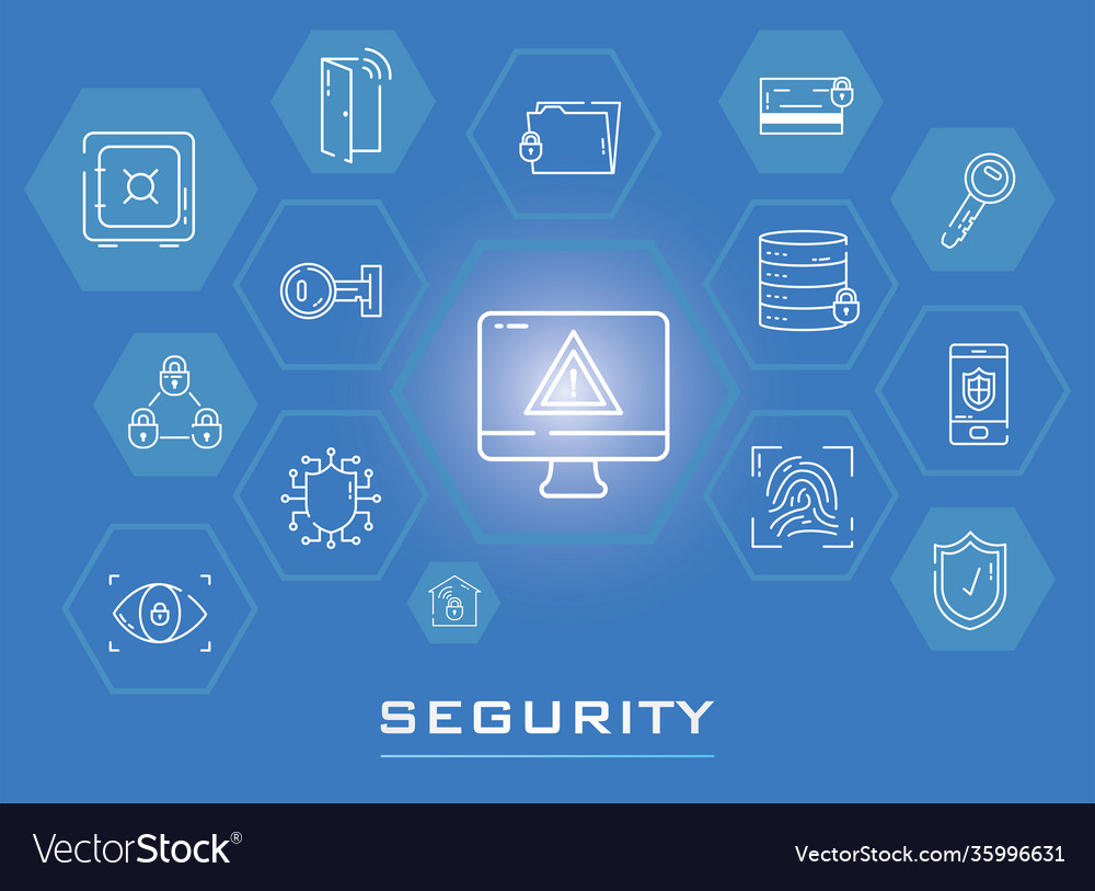 Cyber security computer and icons design vector image Cyber security computer and icons design
