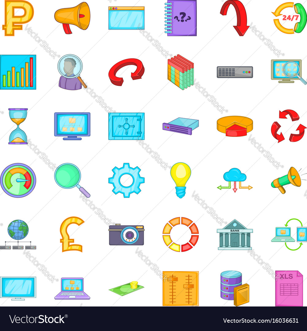 Different analytics icons set cartoon style Vector Image